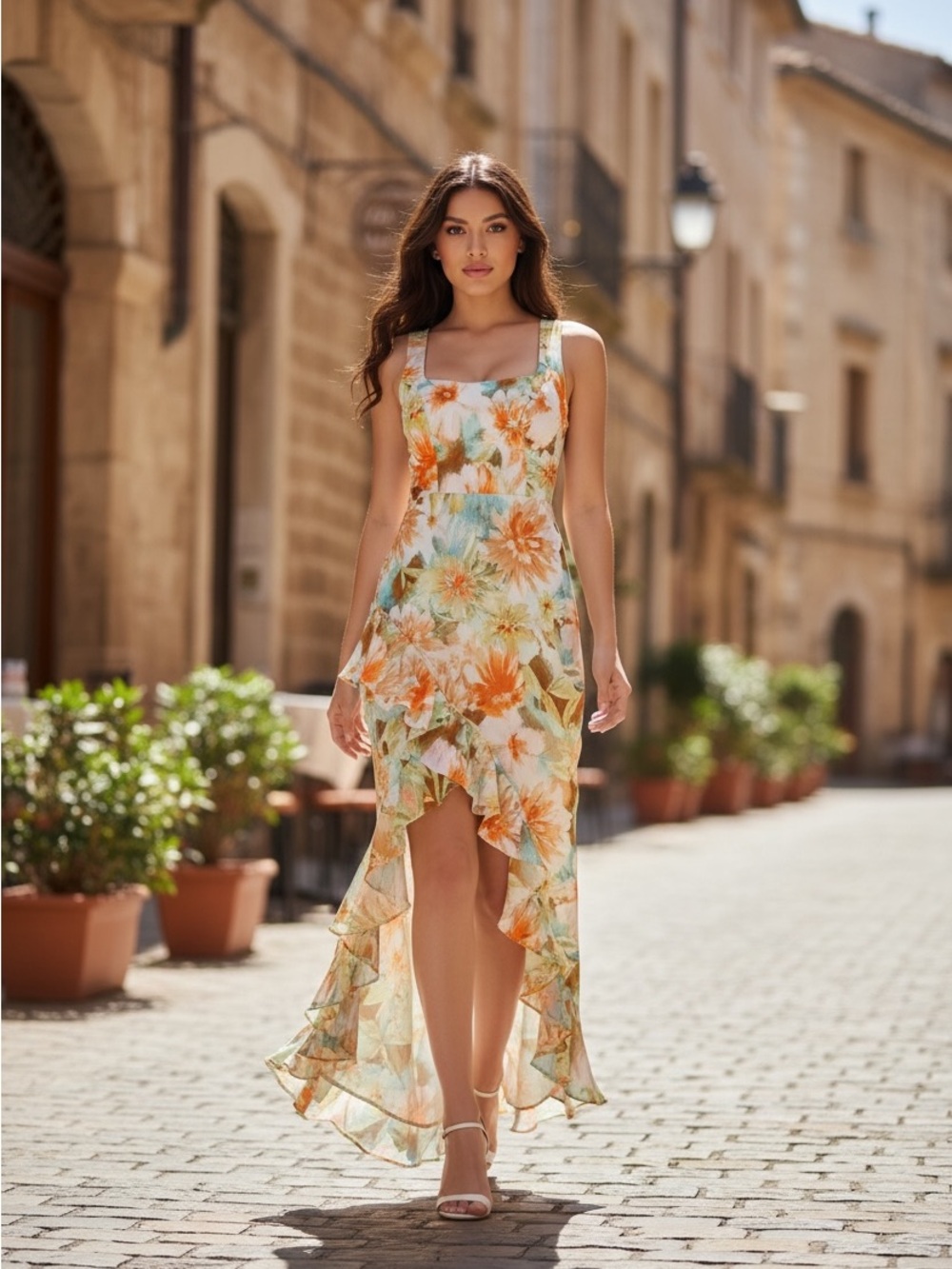 Dress the Population Floral High-Low Maxi Dress Sz XXS